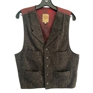 Wah Maker Scully Mens Brown Wool Tweed Frontier Western Vest Medium 38R